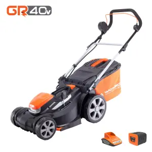 Yard Force 40V 34cm Cordless Lawnmower with lithium ion battery & quick charger LM G34A - GR40 range