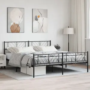 Berkfield Metal Bed Frame with Headboard and Footboard Black 183x213 cm