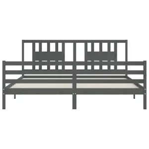 Berkfield Bed Frame with Headboard Grey 200x200 cm Solid Wood