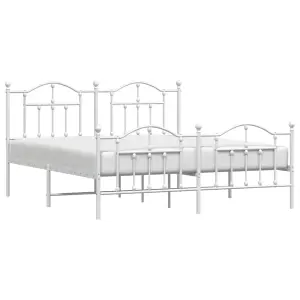 Berkfield Metal Bed Frame with Headboard and Footboard White 183x213 cm