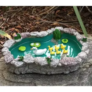 Solar Garden Duck Ornament Pond Miniature Family Ducklings Statue Lighting