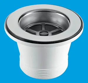 McAlpine BSW21P Centre Pin Sink Waste 85mm Stainless Steel Flange with Plug