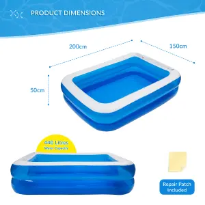 Benross Inflatable Rectangular Family Pool - 440L Capacity