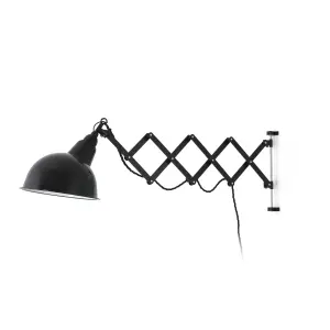 Luminosa Ras 1 Light Indoor Extendable Wall Light Black, E27