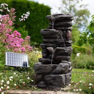 Easy Fountain Hamsterley Springs Solar With Battery Backup Garden Fountain incl LEDs - L 34 cm x W 36 cm x H 77 cm