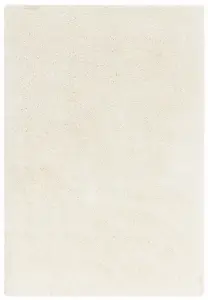 Cream Modern Shaggy Plain Easy To Clean Rug For Dining Room-80cm X 150cm