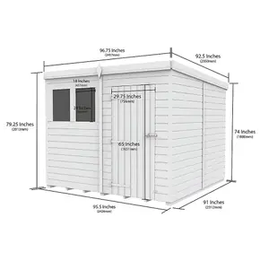 DIY Sheds 8x8 Pent Shed - Double Door With Windows