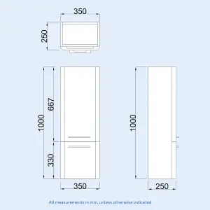 Nes Home 350mm White Wall Hung Tall Storage Cabinet With Adjustable Shelves