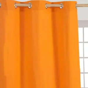 Homescapes Plain Orange Cotton Eyelet Curtains 137 x 228 cm