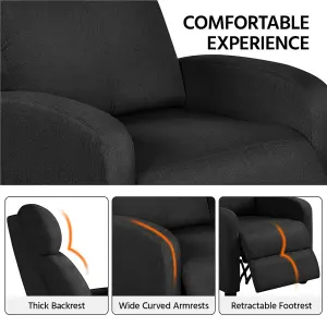 Yaheetech Black Modern Fabric Recliner Sofa with Pocket