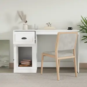 Berkfield Desk with Drawer White 115x50x75 cm Engineered Wood