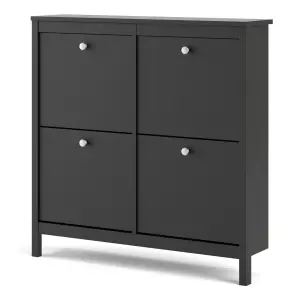 Madrid Shoe cabinet 4 Compartments in Matt Black