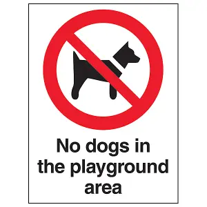 No Dogs In The Playground Area Sign - Adhesive Vinyl - 200x300mm (x3)