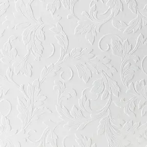 Superfresco Paintable Large Scrolling Leaf Textured White Durable Wallpaper