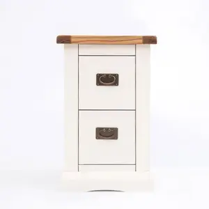 Cosenza 2 Drawer Petite Bedside Table Brass Drop Handle