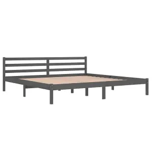 Berkfield Day Bed Solid Wood Pine 200x200 cm Super King Grey