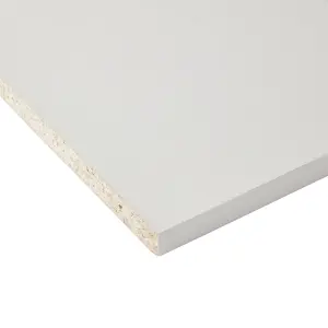 White Matt Semi edged Furniture panel, (L)2m (W)200mm (T)16mm