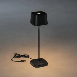 Indoor Outdoor Rechargeable Cordless Table Lamp Black