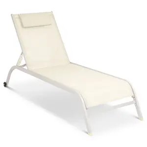 Bali Metal Reclining Sun Lounger Cream Set of 2