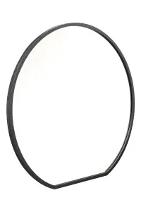 MirrorOutlet The Circulus Black Framed Flat Bottom Circular Garden Wall Mirror 126CM X 120CM