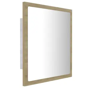 Berkfield LED Bathroom Mirror Sonoma Oak 40x8.5x37 cm Engineered Wood