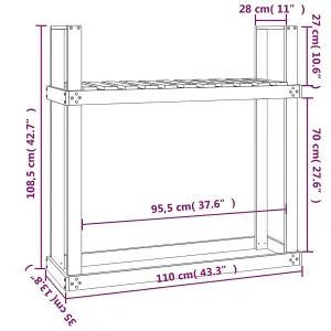 Berkfield Firewood Rack Grey 110x35x108.5 cm Solid Wood Pine