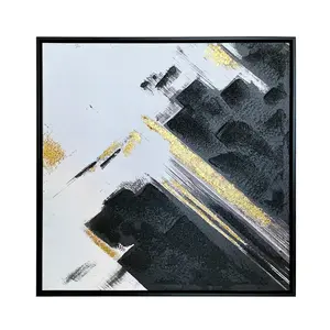 Black & White Abstract Wall Art for Bedroom & Living Room, Wall Mounted Canvas Painting (Set of 2) 63cm H x 63cm W 