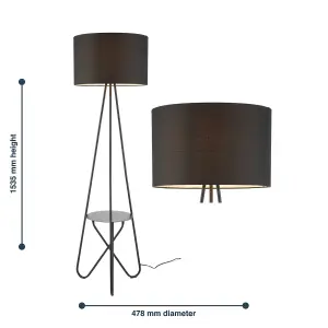 First Choice Lighting Madden Black Floor Lamp with Shelf Detail