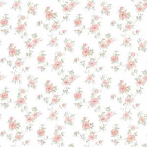 Galerie Pretty Prints Pink/Green Mini Rose Trail Wallpaper Roll