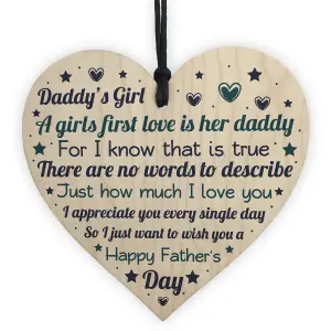 Red Ocean Daddys Girl Fathers Day Gift Wooden Heart Gifts For Dad From Daughter Daddy Gifts Keepsake