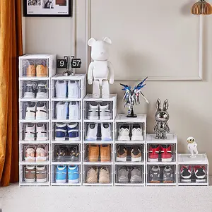 6 Tier 6 Compartment White Stackable Foldable Shoe Storage Box Unit for Home Hallway and Corner