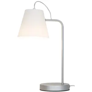 GoodHome Syenite Contemporary Brushed White Chrome effect Table light