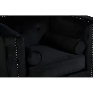 Interiors By Premier Comfortable Black Velvet Chair, Elegant Armchair For Bedroom, Robust Modern Armchair For Livingroom