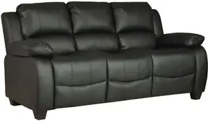 Valerie Black Leather 3 Seater Sofa Colour: Black