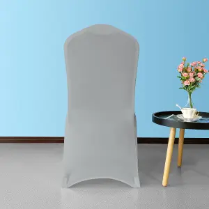 Front Flat Chair Cover for Wedding Decoration, Silver - Pack of 1