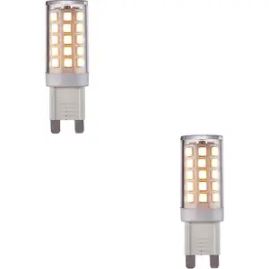 2 PACK Clear & White 3.5W G9 SMD LED Light Bulb - Non-dimmable Warm White - 400lm 3000k