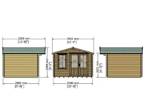 Berryfield Log Cabin Home Office Garden Room Approx 11 x 10 Feet