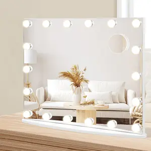 Wall-Mounted Large Vanity Mirror With Magnifying Mirror Adjustable LED Lights