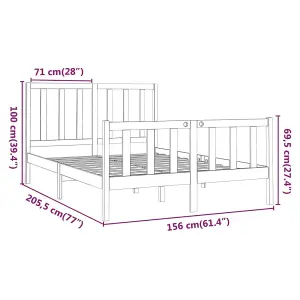 Berkfield Bed Frame Honey Brown Solid Wood Pine 150x200 cm 5FT King Size