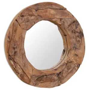 Berkfield Decorative Mirror Teak 60 cm Round