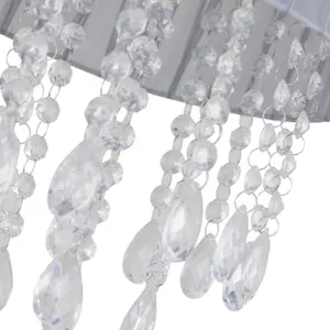 First Choice Lighting Voile 25cm Jewelled Grey Ribbon Pendant Shade