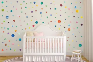 Walplus Combo Kids Watercolour Universe Wall Sticker PVC