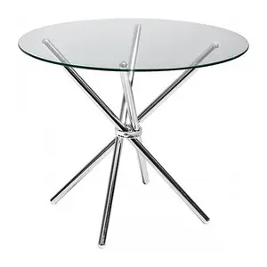 Criss Cross Glass Dining Table With 4 Opal Teal Chairs