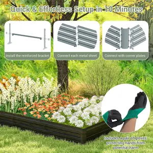 Costway Metal Raised Garden Bed Rectangular Elevated Flower Herbs Planter Box Open Base