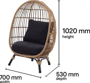 Goodhome Apolima Brown & Ebony Black Rattan Effect Kids Egg Chair