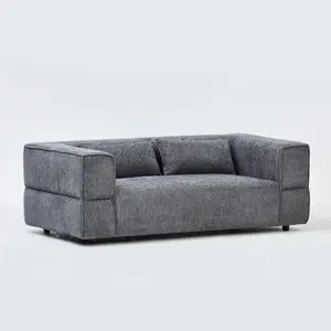 Aurora 2 Seater Sofa in Mikah Vanilla with Ottoman