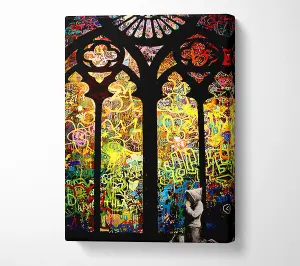 Stained Glass Graffiti Canvas Print Wall Art - Medium 20 x 32 Inches