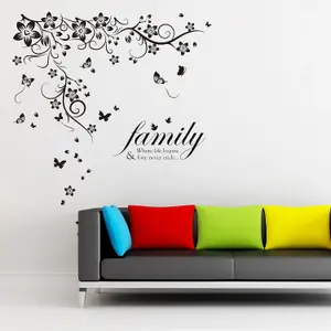 Walplus New Huge Butterfly Vine Family Quote Wall Sticker Wall Art Decorations