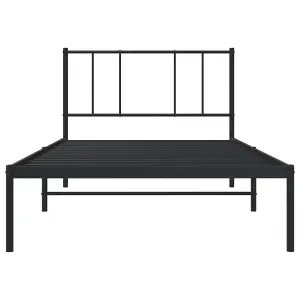 Berkfield Metal Bed Frame with Headboard Black 90x190 cm 3FT Single