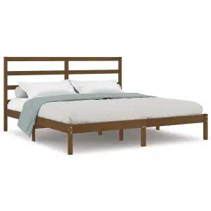 Berkfield Bed Frame Honey Brown Solid Wood Pine 200x200 cm